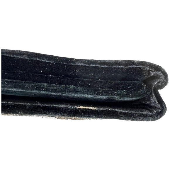 Vintage Fuji Bag Black Velvet Clutch Purse HandMade Embroidered Beads Mirror - Picture 8 of 10